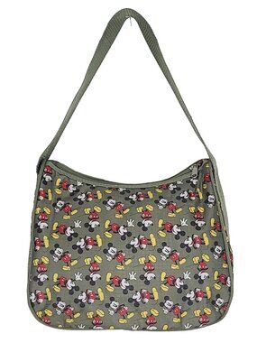 Disney Mickey Mouse Shoulder Bag Olive Green Nylon Ripstop Zip Purse
